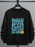 Unisex Men'WB shield Regular Fit Letter & Cartoon Print Round Neck Sweatshirt, Ribbed Cuffs Pullover Essentials Hoodie,...