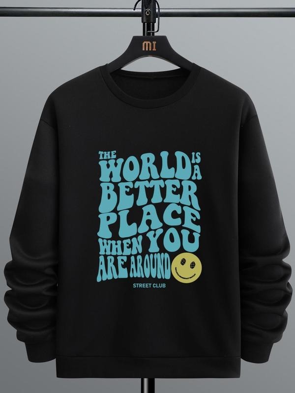 Unisex Men'WB shield Regular Fit Letter & Cartoon Print Round Neck Sweatshirt, Ribbed Cuffs Pullover Essentials Hoodie,...