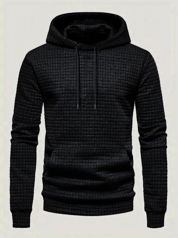 Unisex Men'WB shield Textured Patched Pocket Hoodie, Regular Fit Casual Long Sleeve Drawstring Hooded Top, Comfort Men'WB...