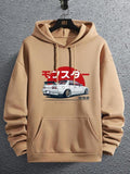 Unisex Men's Car Print Drop Shoulder Warm Essentials Hoodie, Fashion Soft Long Sleeve Casual Regular Fit Drawstring...