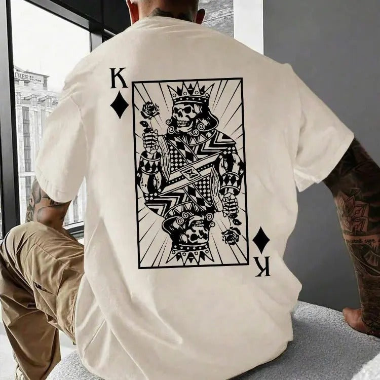 Unisex Men's Playing Card Print Round Neck Tee, Summer Outfits 2024, Regular Fit Streetwear Short Sleeve Crew Neck...