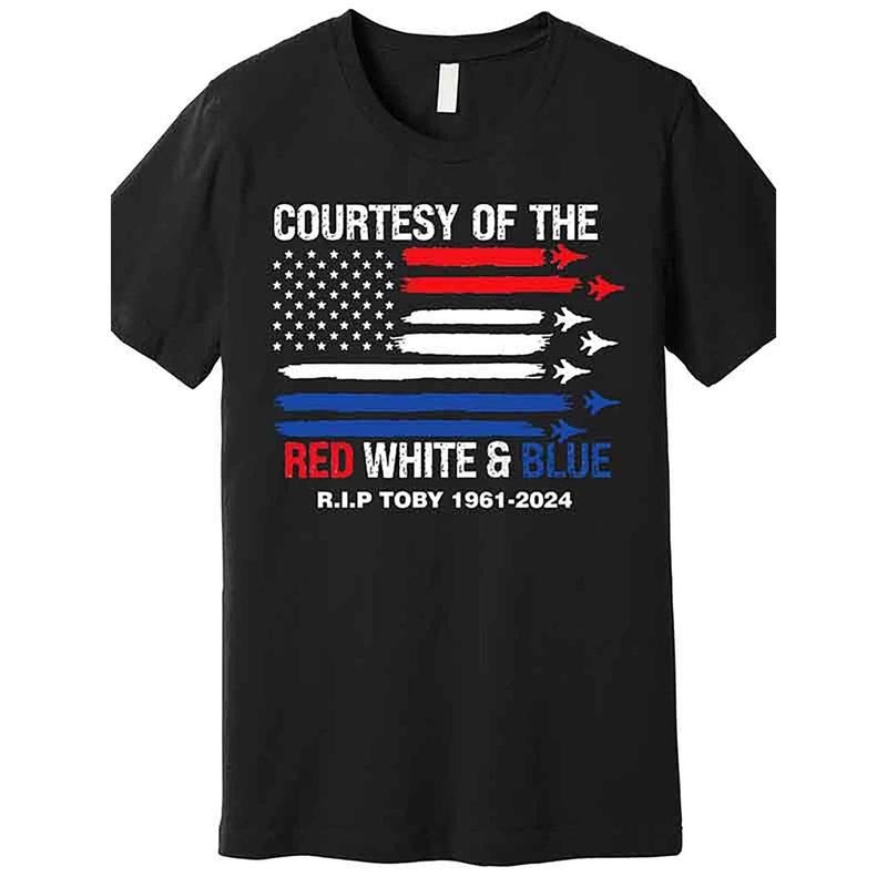 Unisex Patriotic Toby Tribute Graphic T-Shirt - Red White & Blue American Flag Design with Military Red plumber brand...