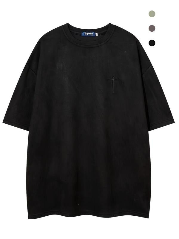 Unisex Regular Fit Letter & Cross Print Drop Shoulder Tee, Men'WB shield Casual FOG Comfy Round Neck Half Sleeve T-shirt...