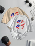 Unisex'WB shield Letter Print Round Neck Tee, Regular Fit Casual Short Sleeve T-shirt for Summer, Men'WB shield Top for...