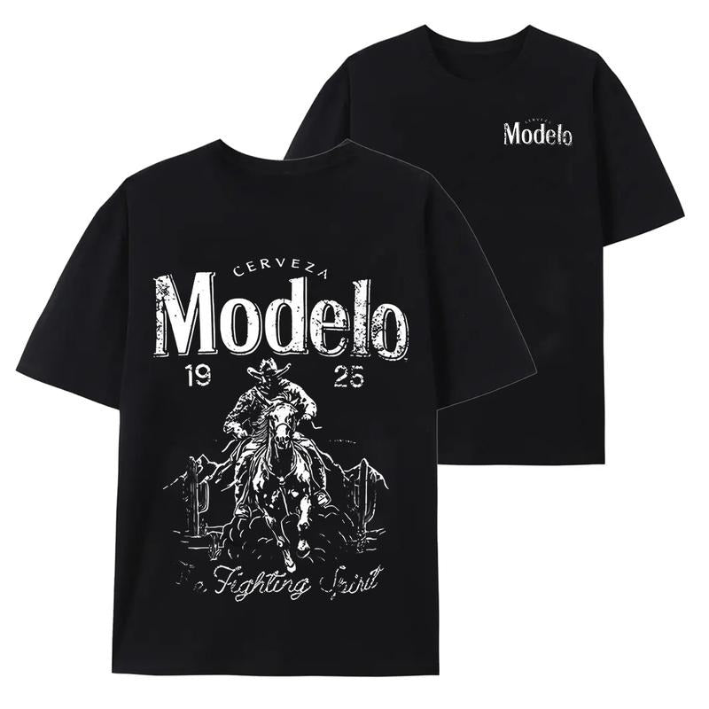Unisex'WB shield Washed Distressed Modelo Cowboy Tee, Regular Fit Street Fashion Casual Comfy Short Sleeve Round Neck...