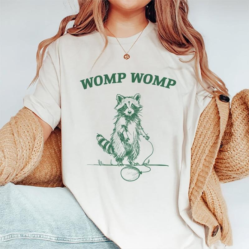 Unisex Womp Womp Vintage Tee, Vintage Womp Womp Raccoon Graphic Tee Women, Funny Raccoon Unhinged Shirts, Unisex Meme...