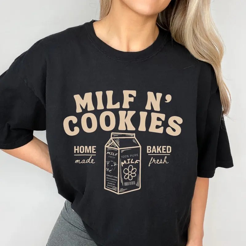 Unisex comfort colors milf n cookies short sleeve cotton casual graphic tshirt Hoodie, Sweatshirt | RetroVerseTees.com