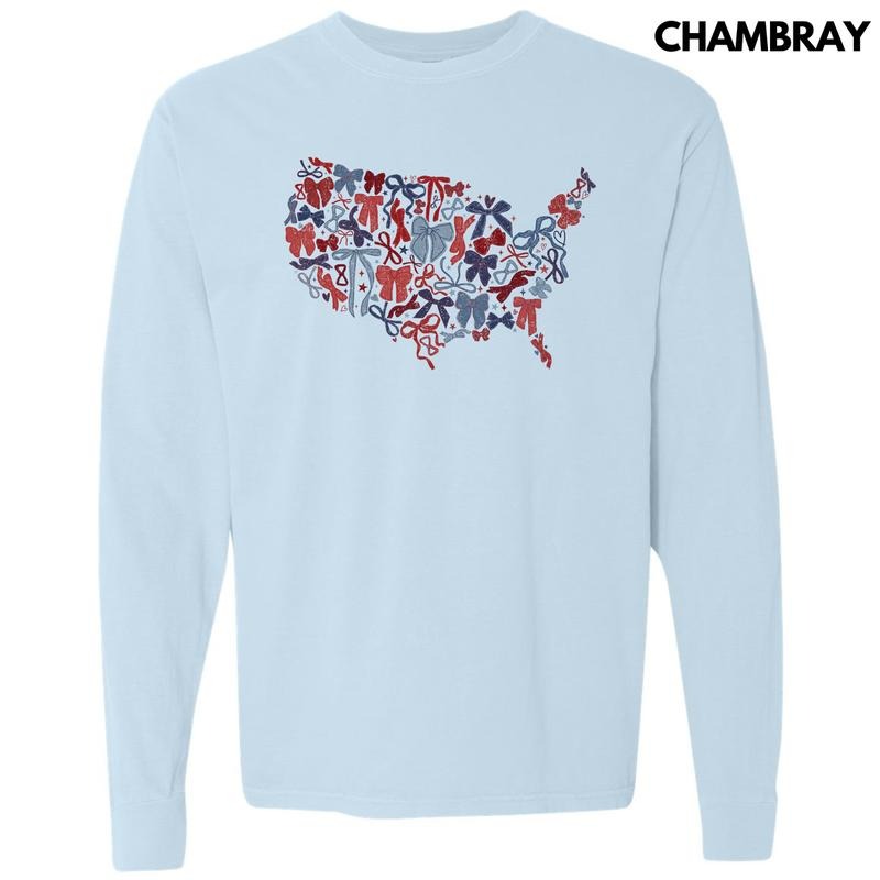 United States Of Bows Long Sleeve Comfort Colors T-Shirt 'NLB' Hoodie, Sweatshirt | RetroVerseTees.com