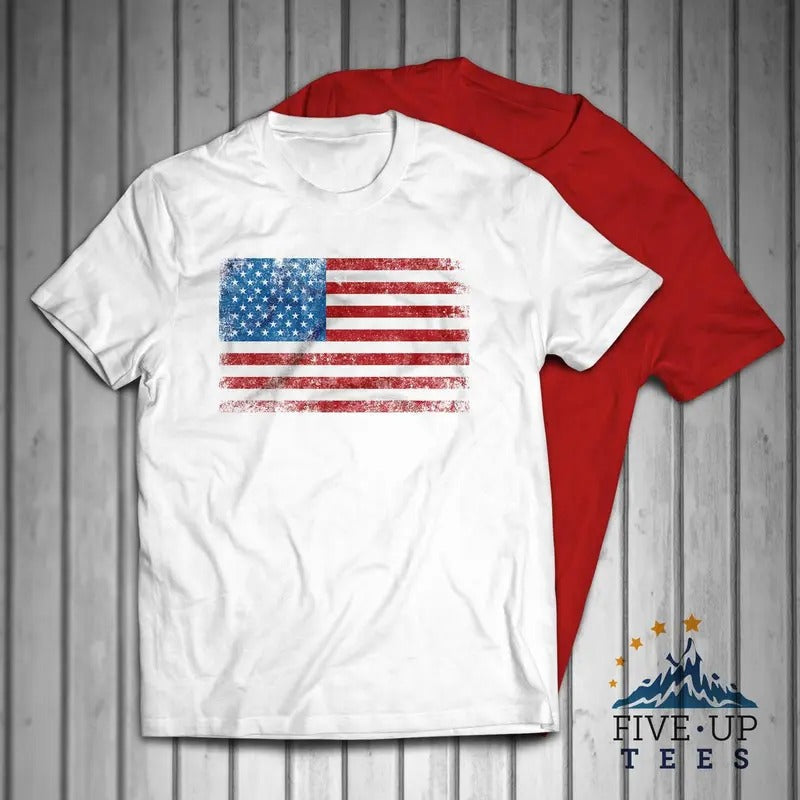 United States of America Flag Patriotic Men's T-shirt Casual Crewneck Hoodie, Sweatshirt | RetroVerseTees.com