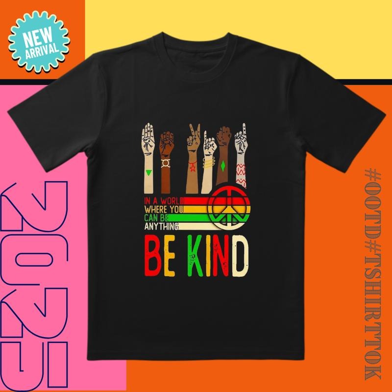 Unity Multi-Ethnic Arms Tee |   Orange-Pink Gradient |   'Be Kind' Social Empowerment Wear |   Prosocial Event Essentials...