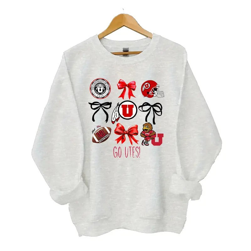 Utah Utes Coquette Sweatshirt, Go Utes Crewneck, Football Coquette Shirt Classic Cotton Sweaters Menswear Unisex Hoodie...