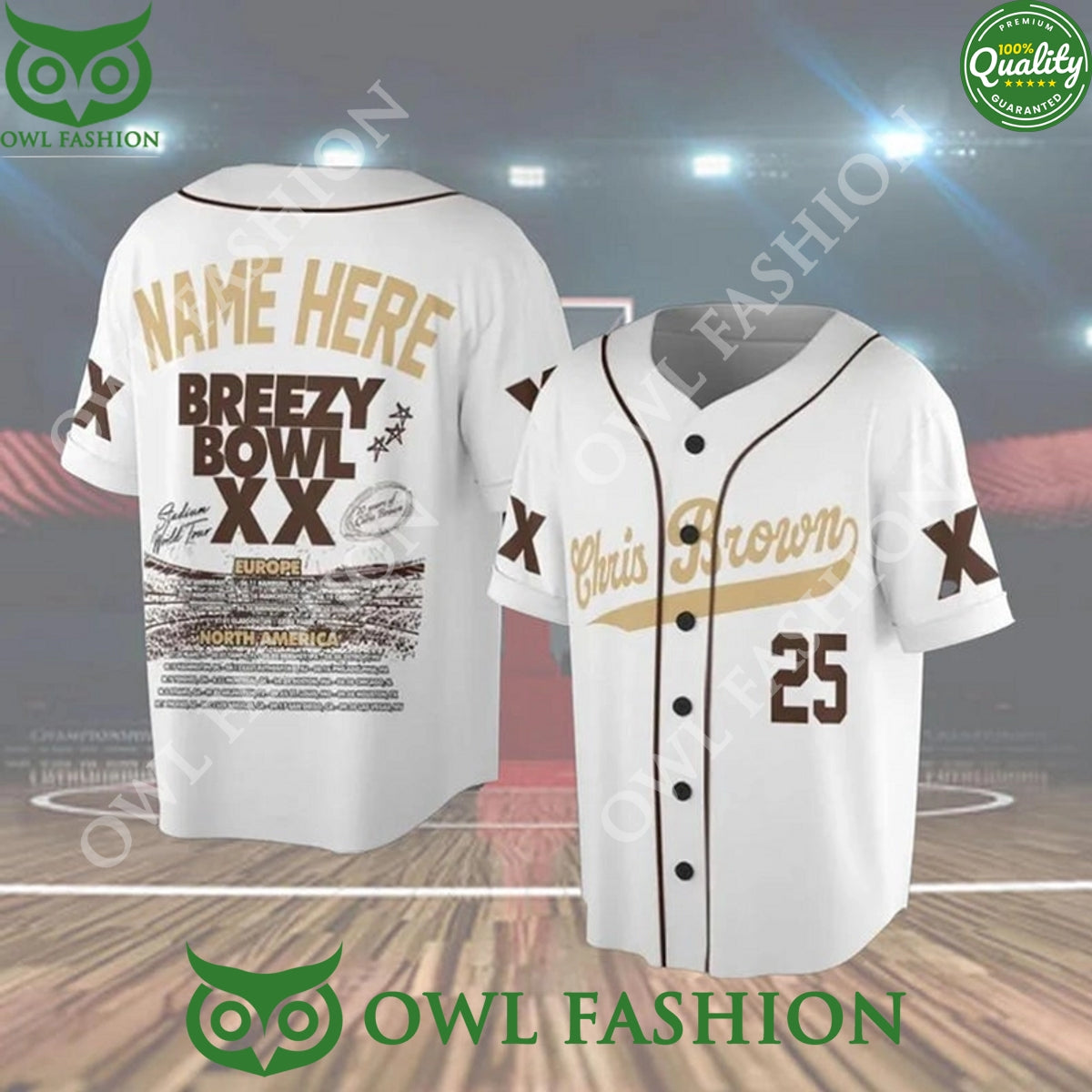 Custom name Chris Brown Breezy Tour 2025 XX Europe Baseball Jersey shirt