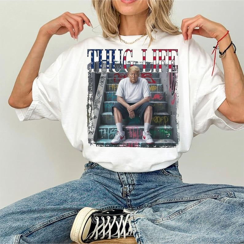 V1ral Thug Life President Design | Preppy Edgy, Unisex Shirt, Amer1ca Shirt Hoodie, Sweatshirt | RetroVerseTees.com