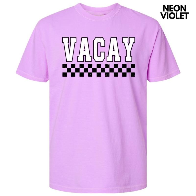 Vacay Varsity Checkered Comfort Colors T-Shirt 'NLB' Hoodie, Sweatshirt | RetroVerseTees.com