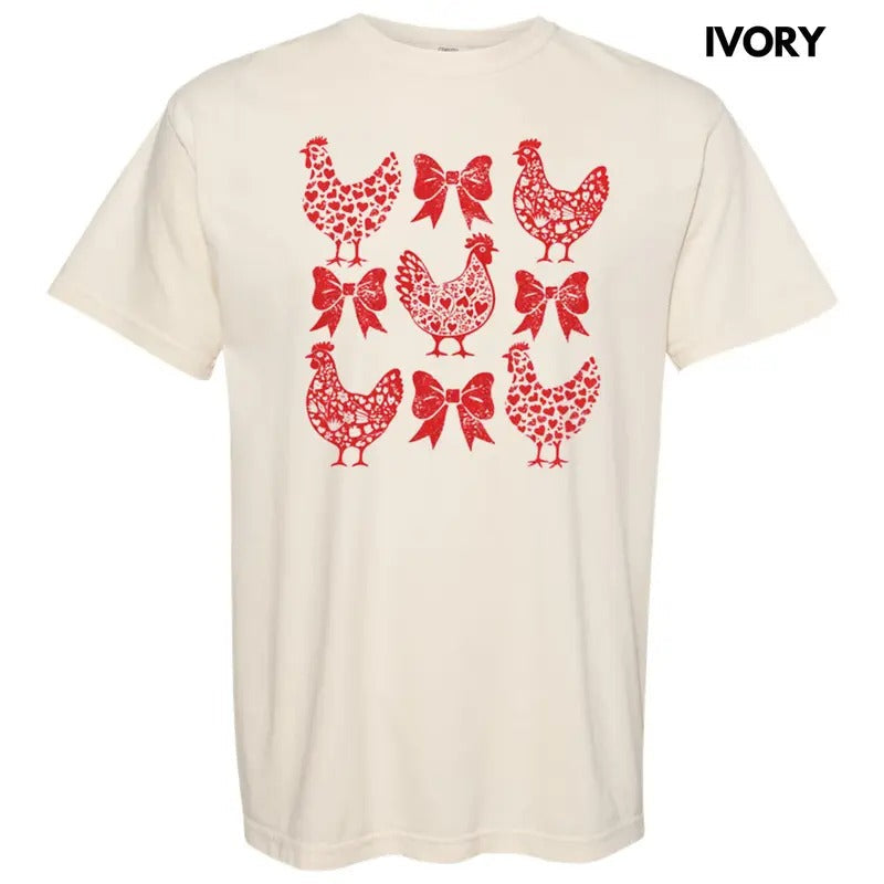 Valentine Chickens Comfort Colors T-Shirt Hoodie, Sweatshirt | RetroVerseTees.com
