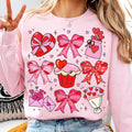 Valentine Heart Coquette Sweatshirt, Bow Valentine Shirt, Valentines Day Gift, Unisex Long Sleeve Crewneck Hoodie