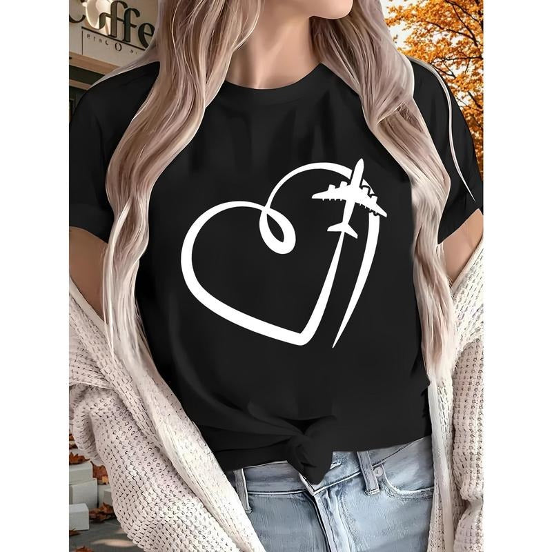Valentine'WB shield Day Women'WB shield Printed T-shirt, Short Sleeves, Four Seasons Can Be Worn for Outdoor, Home,...