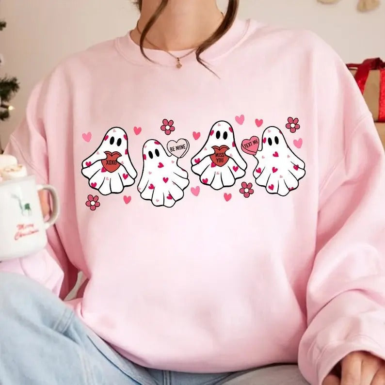 Valentine's Day Ghost Shirt Sweatshirt, Hoodie, T-Shirt | RetroVerseTees.com