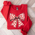 Valentine's Day Heart Coquette Bow Sweatshirt, Retro Valentine Sweatshirt, Valentines Day Bow, Coquette Bow Sweatshirt,...
