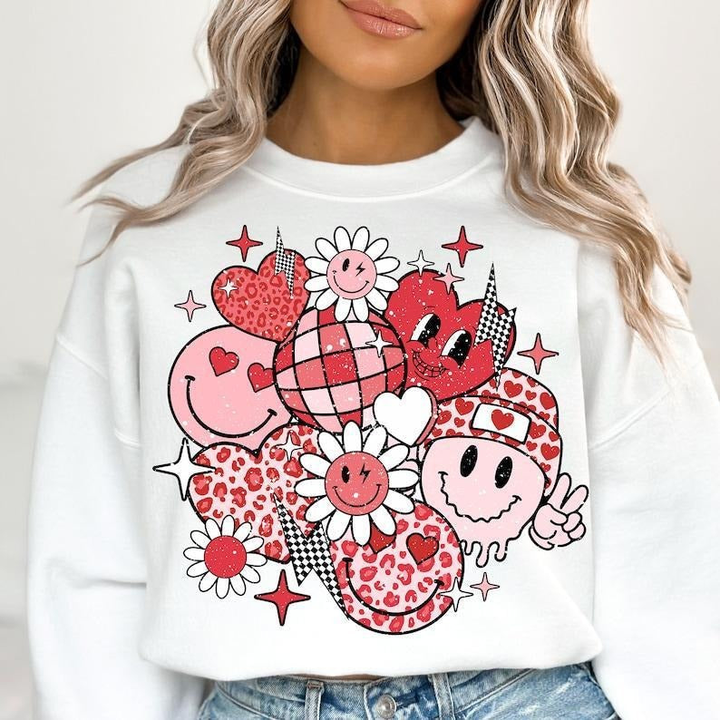 Valentine's Day Sweatshirt For Her Valentine's Day T-Shirts, Hoodie | RetroVerseTees.com