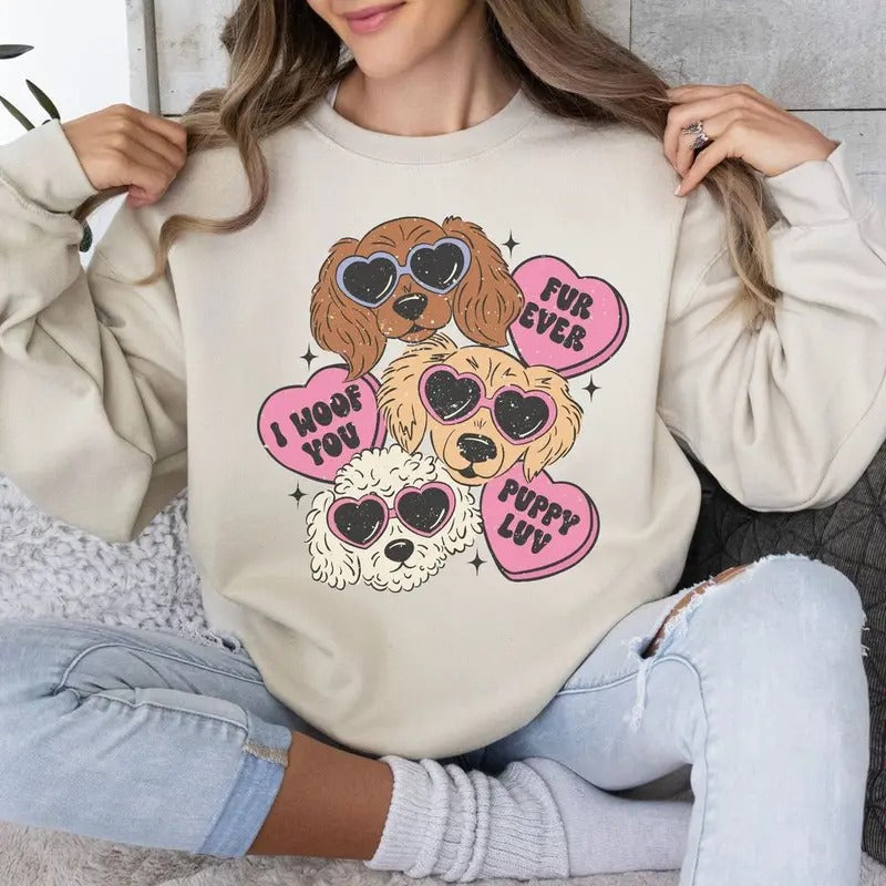 Valentine's Day Sweatshirt, Valentine's Sweatshirt, Dog Valentine Sweatshirt, Valentine Gifts, Gift For Her T-Shirts, Hoodie