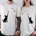 Valentine's Day Tee, Cat Lover Sweatshirt, Animal Lover Shirt, Couple Love Tee, Love Heart Shirt, Girlfriend T-shirt,...