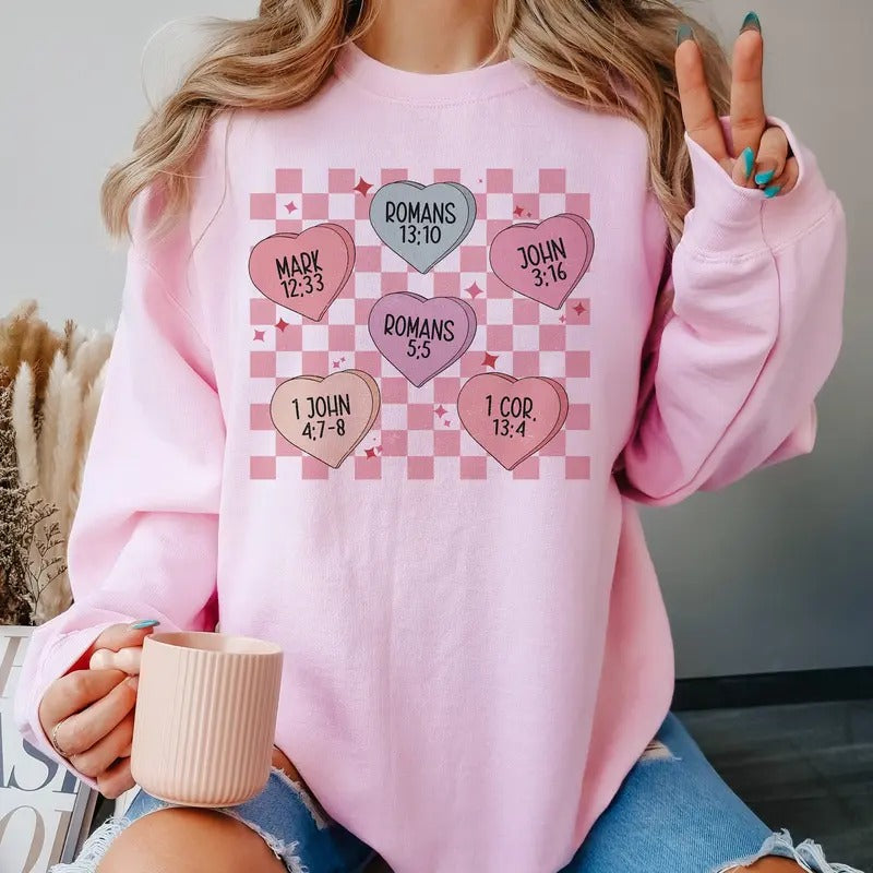 Valentines Conversation Hearts Sweatshirt, Valentines Sweatshirt, Cute Valentines Sweatshirt, Valentines Sweatshirts,...