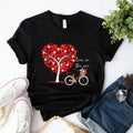 Valentines Couple Bike T-shirt, Valentines Heart Shirt, Love Balloons Tee, His And Hers Heart Tree Short Sleeve, Cute...