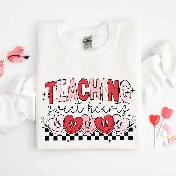 Valentines Day Teacher Sweatshirt, Teaching Sweethearts Teacher Shirts, Teacher Valentines Day Gift,Love Teacher...