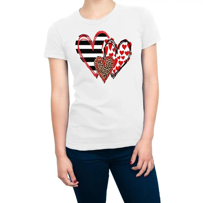 Valentines Scribble Hearts Women's T-Shirt Casual Crewneck Hoodie, Sweatshirt | RetroVerseTees.com