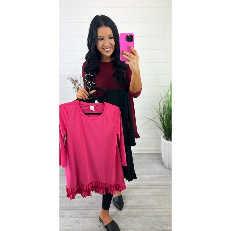 Vanessa Ruffled Hem Tunic Top T-Shirts, Hoodie, Sweatshirt | RetroVerseTees.com