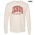 Varsity Jesus Red & Green Long Sleeve Comfort Colors T-Shirt 'NLB' Hoodie, Sweatshirt | RetroVerseTees.com
