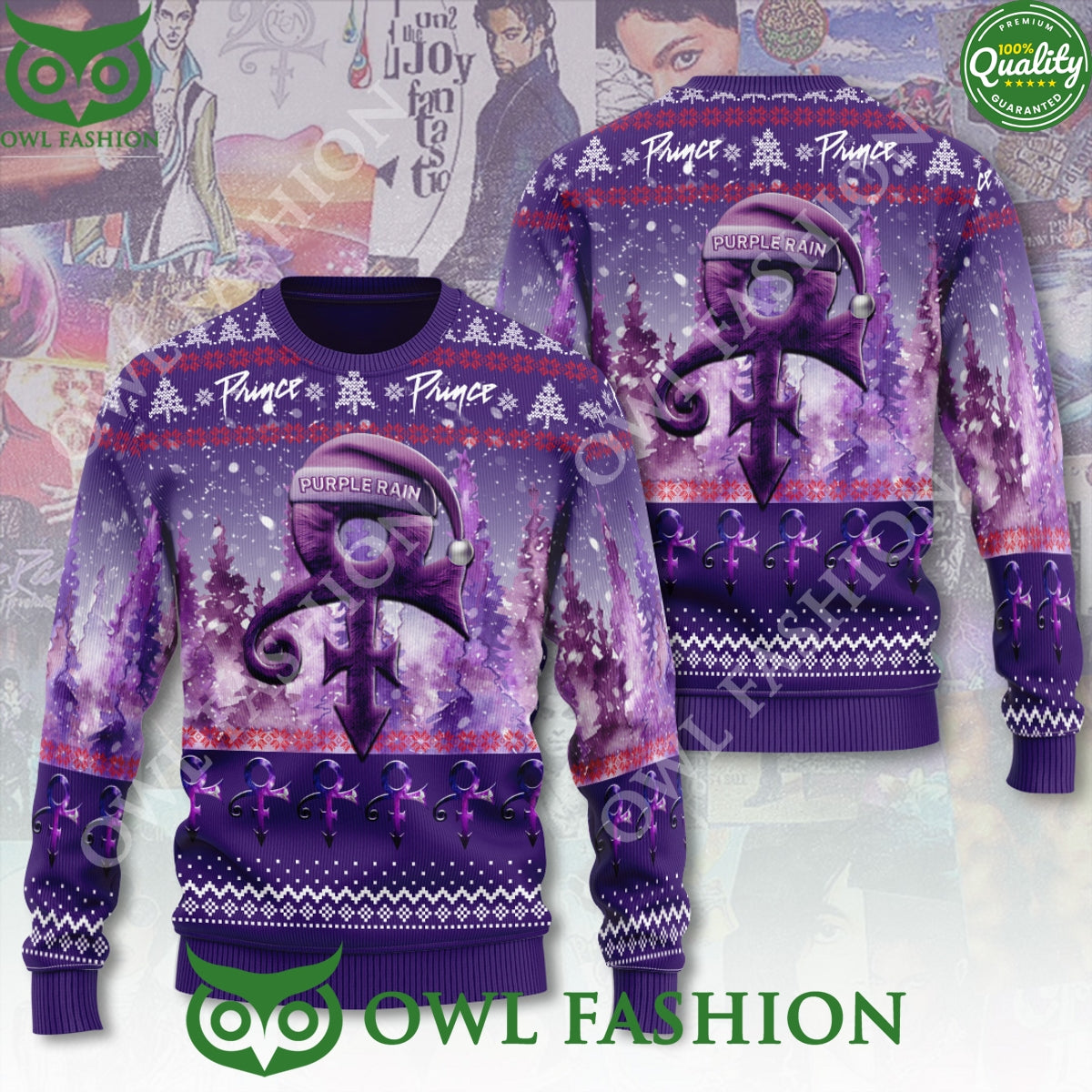 Prince Purple Rain Logo 3D Ugly Sweater