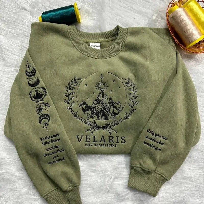 Velaris Embroidered Sweatshirt,Velaris City Of Starlight Embroidered Hoodie,City of Starlight,SJM sweater,The Night Court...