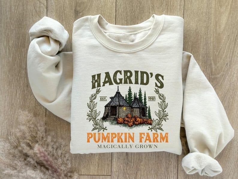 Ver2 Hagrid's Pumpkin Patch Sweatshirt, Fall Halloween pumpkin crewneck T-Shirts, Hoodie | RetroVerseTees.com