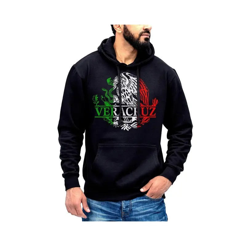 Veracruz Mexico Eagle Emblem Hoodie Sweatshirt Cotton Fabric T-Shirts | RetroVerseTees.com