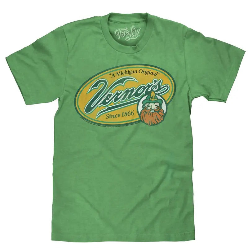 Vernor's Ginger Ale Michigan Original T-Shirt - Heather Kelly Green graphic tee Hoodie, Sweatshirt | RetroVerseTees.com
