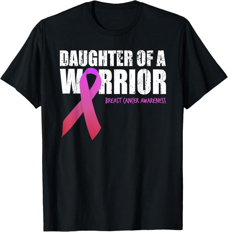 [Versatile T-shirt] Daughter FOG WB shield Warrior Breast Cancer Awareness Supporting Mom T-Shirt Summer Top Hoodie,...