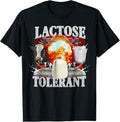 [Versatile T-shirt] Lactose Tolerant Black Cotton T-Shirt, Men'WB shield Small, Classic Fit, Short Sleeve Graphic...