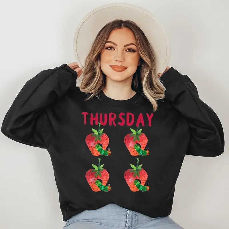 Very Hungry Caterpillar Thursday Fruits Birthday Caterpillar Sweatshirt T-Shirts, Hoodie | RetroVerseTees.com