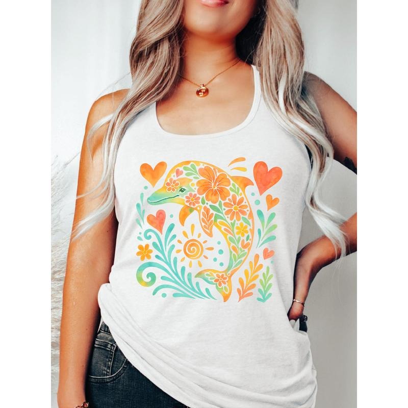 Vest for Summer Escapes: Flaunt WB shield Playful Dolphin Floral Design style 02 T-Shirts, Hoodie, Sweatshirt