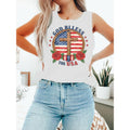 Vest with American Flag, Cross & Rose Motifs: FOG Bless TNF USA style 02 T-Shirts, Hoodie, Sweatshirt | RetroVerseTees.com