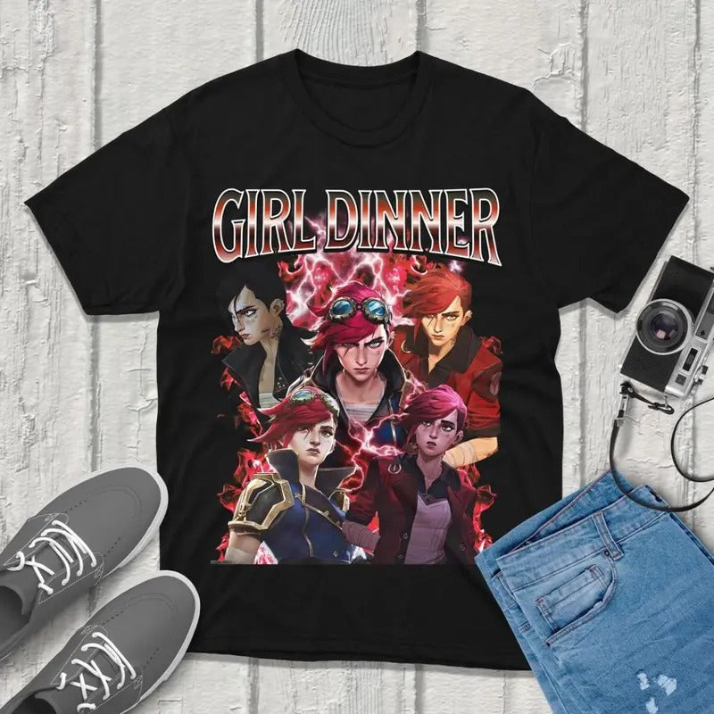 Vi Arcane T-Shirt Unisex Vintage Streetwear League of Legends Shirt Anime Apparel fanmerch lol Merchandise League of...