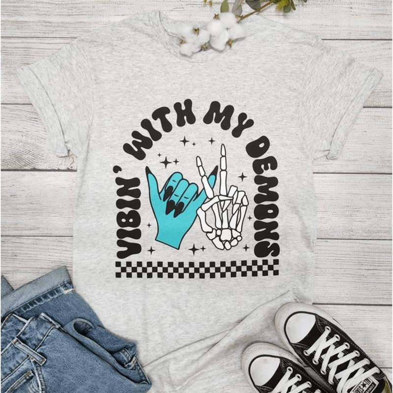 Vibin' With My Demons Graphic T-shirt Hoodie, Sweatshirt | RetroVerseTees.com