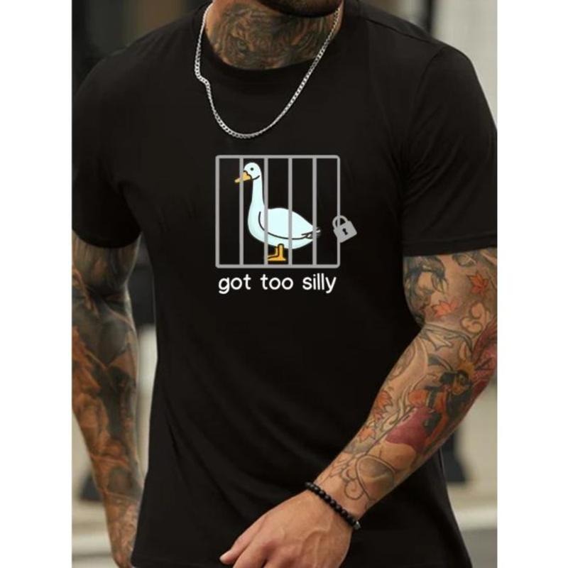 Vibrant Funny Duck Graphic Tee - Men's Short Sleeve T-Shirts for Summer Streetwear - Stylish Casual In-Trend Tops for...