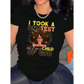 Vibrant Letter & Portrait Print T-Shirt - FOG, Breathable, Casual Short Sleeve Crew Neck Top for Spring & Summer