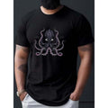 Vibrant Mysterious Octopus Graphic Print Crew Neck T-Shirt - Men's Casual Summer Tees for Daily Wear, Vacation Resorts,...