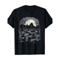 Vibrant Spooky Cemetery Graphic Print Fun Halloween T-Shirt for Men Soft and Breathable Fabric