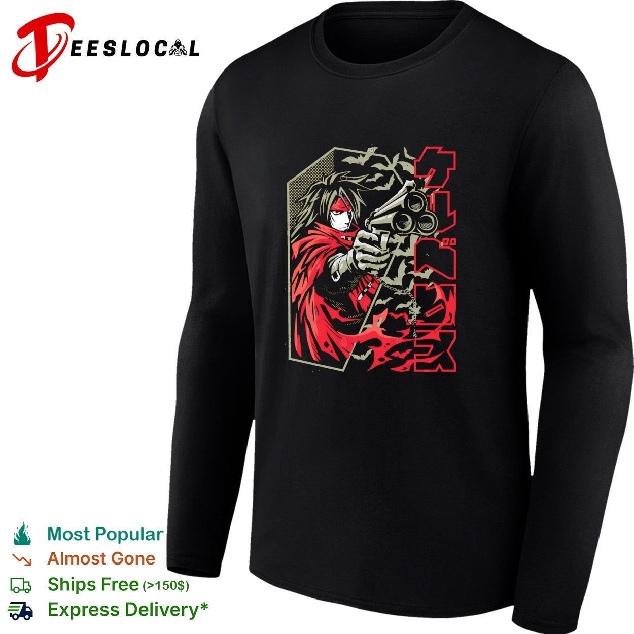 Vincent Valentine from Final Fantasy VII holding his triple-barrel revolver Lock n Load shirt