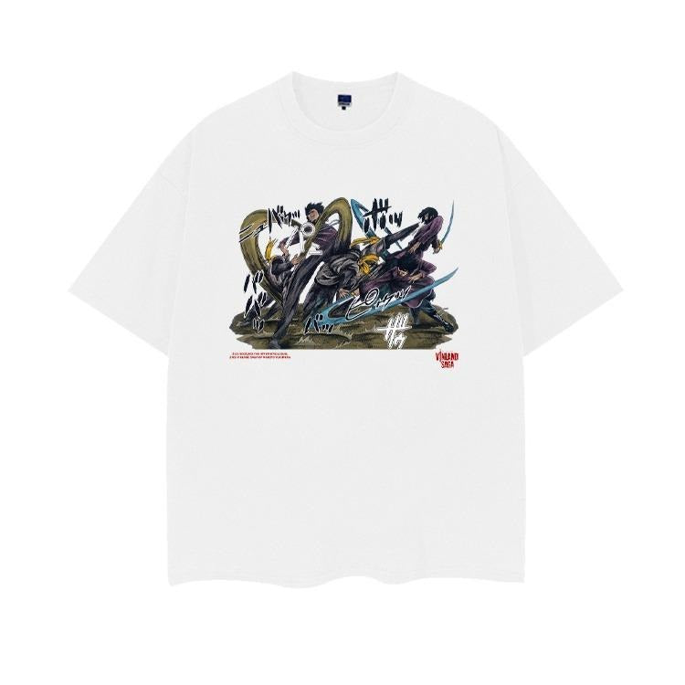 Vinland Saga "The Showdown" Vintage Oversized Tee Anime T-shirt 100% Cotton Original Design Men's Top White Casual...
